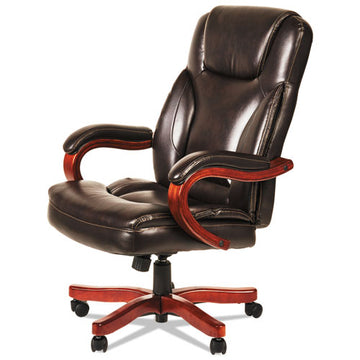 Alera® Alera Transitional Series Executive Wood Chair, Supports 275 Lb, 19.09" To 22.83" Seat Height, Black Seat-back, Gray Ash Base freeshipping - TVN Wholesale